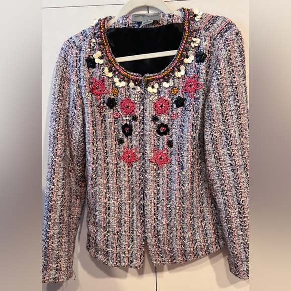 Anthropologie Embellished Tweed Blazer Floral
Beaded Jacket Boho chic - Picture 8 of 10